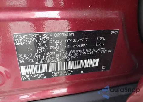 2023 Toyota Rav4 Hybrid Le из США, поврежденный, VIN JTMLWRFV8PD204356